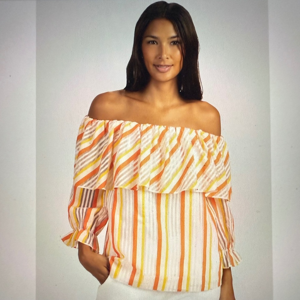 Trina Turk Solstice Stripe Organdy Top -  New Without Tags